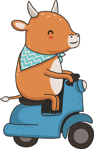 Stickers pour enfants: Vache et moto Vespa