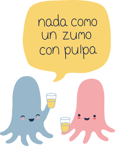 Stickers pour enfants: Octopus prenant jus avec pulpe
