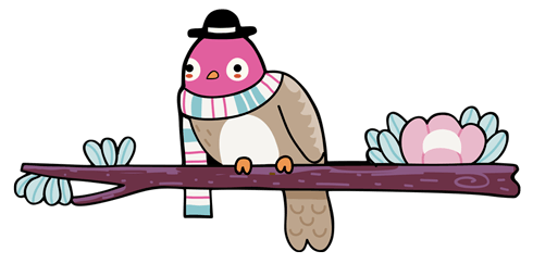 Stickers pour enfants: Oiseau 2 sur la branche en hiver