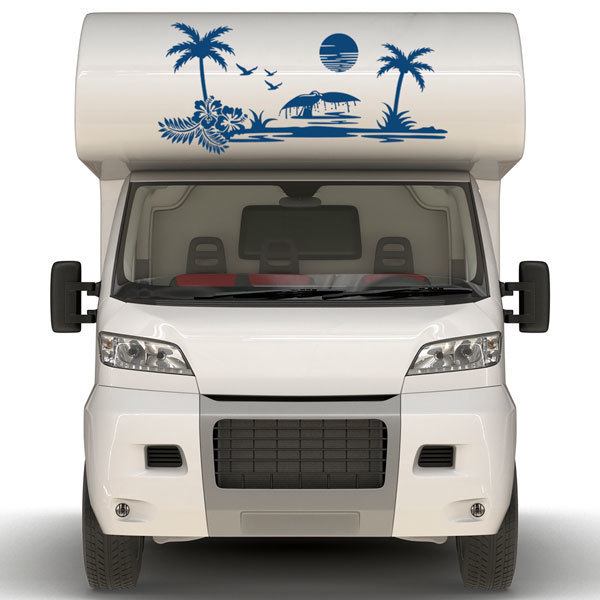 Stickers camping-car: Surf au coucher du soleil