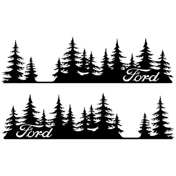Stickers camping-car: 2x Arbres Ford