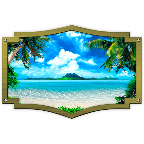 Autocollants: Cadre ornemental plage hawaïenne