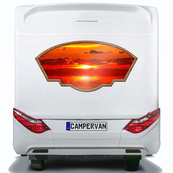 Stickers camping-car: Cadre artistique coucher de soleil en mer