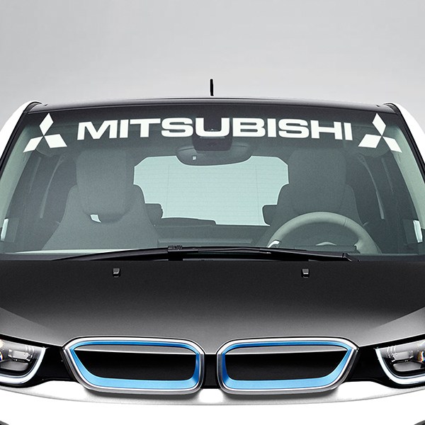 Autocollants: Pare soleil Mitsubishi avec logos