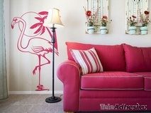 Stickers muraux: Oiseau Flamingo, soleil et palmiers 2