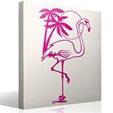 Stickers muraux: Oiseau Flamingo, soleil et palmiers 3