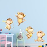 Stickers pour enfants: Quatre singes jouant 4