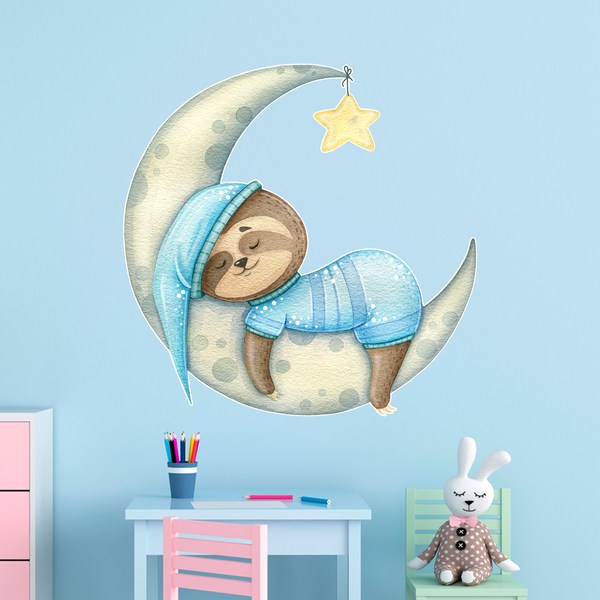 Stickers pour enfants: Le Paresseux dort sur la Lune