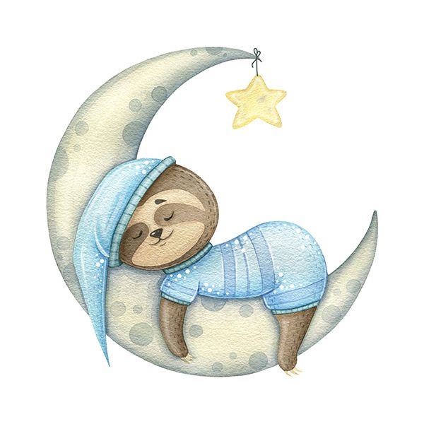 Stickers pour enfants: Le Paresseux dort sur la Lune