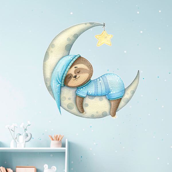 Stickers pour enfants: Le Paresseux dort sur la Lune