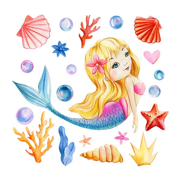 Stickers pour enfants: Sirène blonde