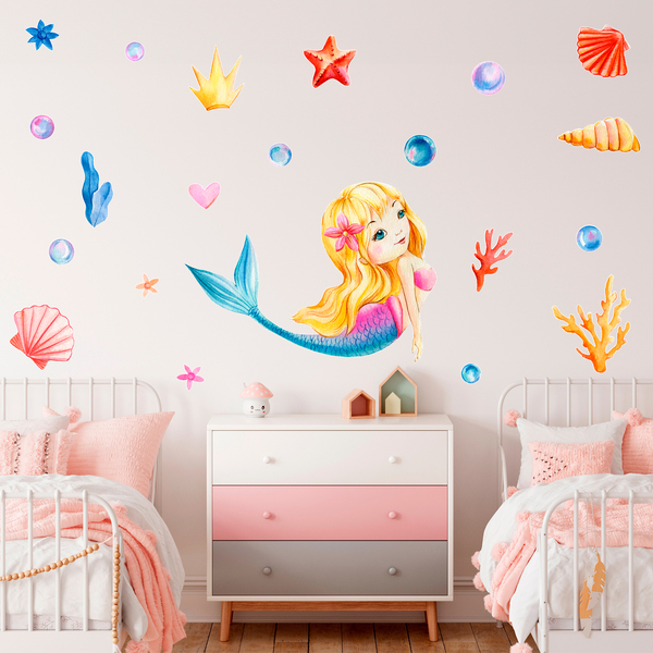 Stickers pour enfants: Sirène blonde