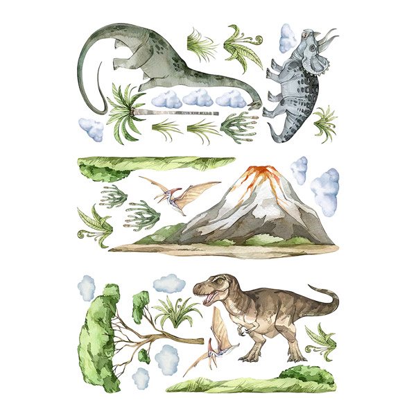Stickers pour enfants: Dinosaures dans une aventure jurassique avec nuage