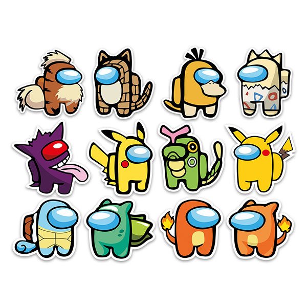 Stickers pour enfants: Kit 12X Among Us Personnages Pokémon