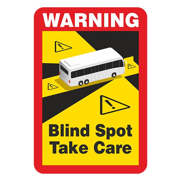 Autocollants: Warning, Blind Spot Take Care Bus