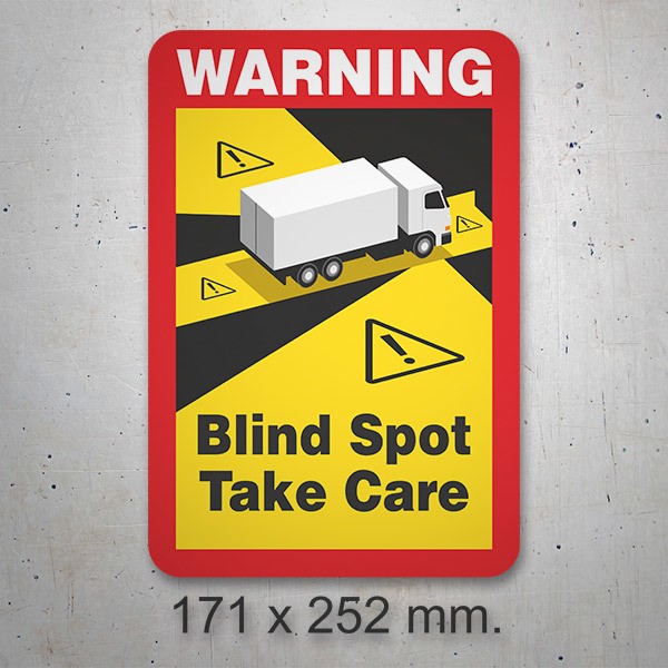 Autocollants: Warning, Blind Spot Take Care Camion