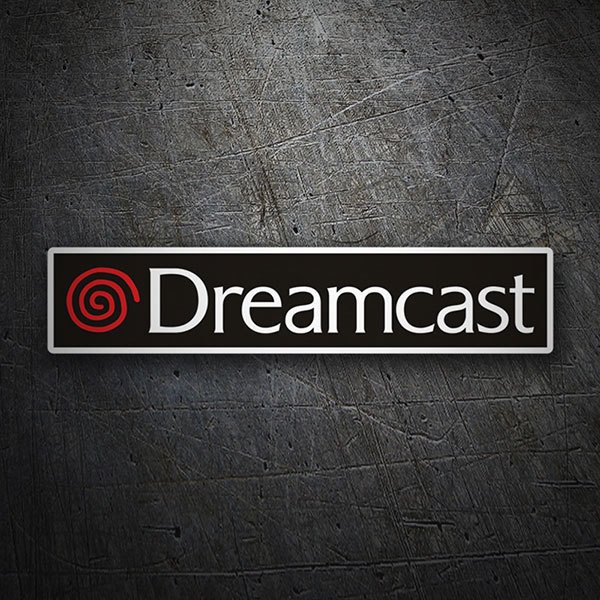 Autocollants: Dreamcast avec Texte R&eacute;tro et Spirale Rouge