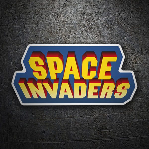 Autocollants: Space Invaders 3D Bleu
