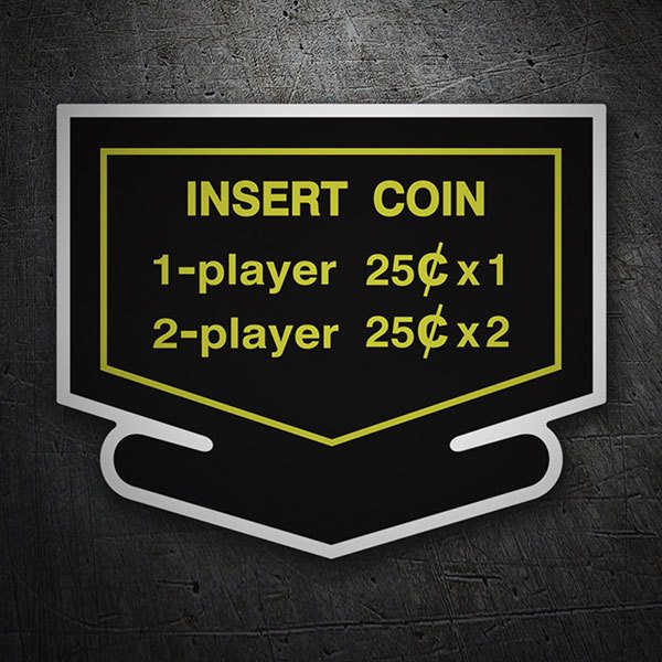 Autocollants: Insert Coin avec Texte R&eacute;tro