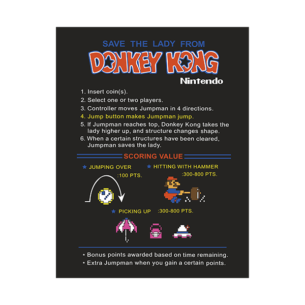 Autocollants: Instructions pour Donkey Kong 0