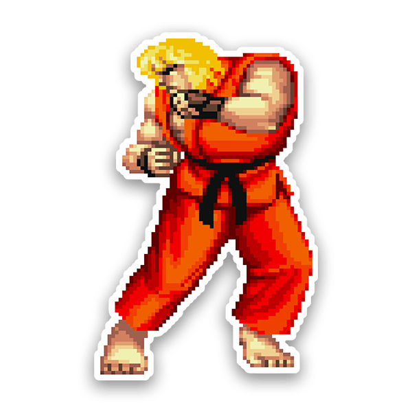 Autocollants: Street Fighter Ken Pixel 16 Bits