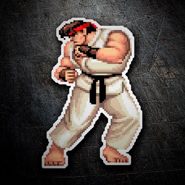 Autocollants: Street Fighter Ryu Pixel 16 Bits