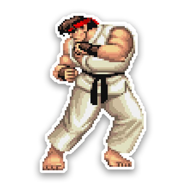 Autocollants: Street Fighter Ryu Pixel 16 Bits