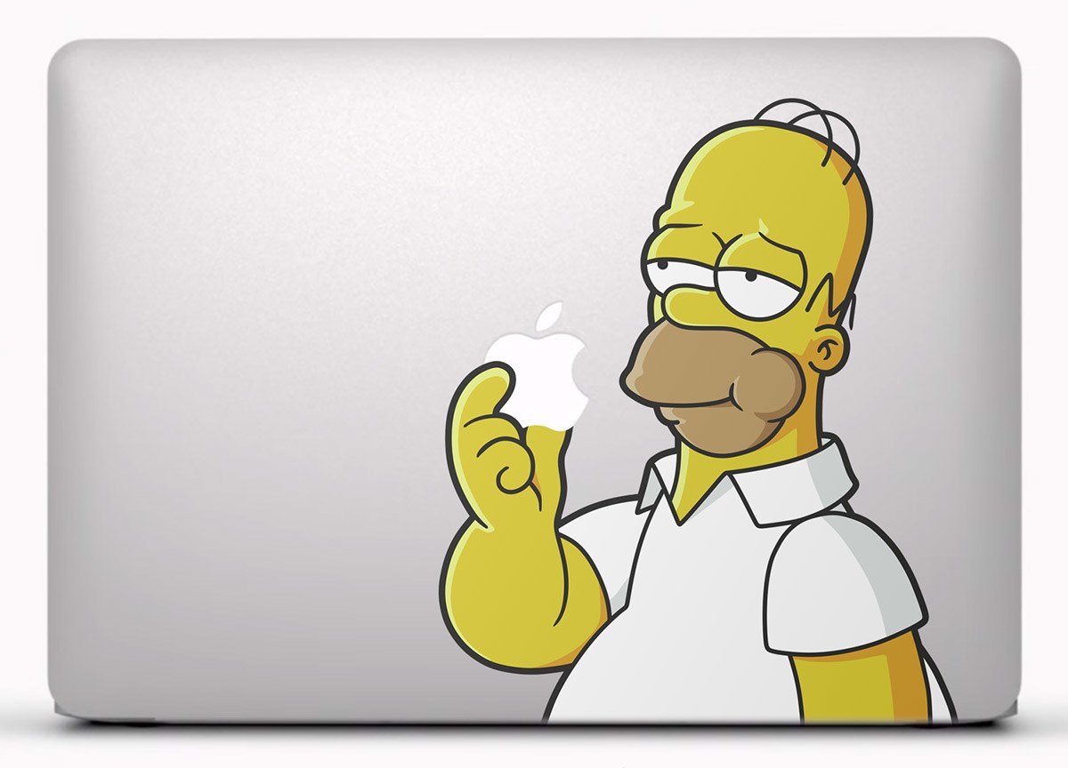 Homer Simpson Autocollant pour Apple MacBook Compatible avec tous les modèles de MacBook 13 Pro 2017-2021 Noir 