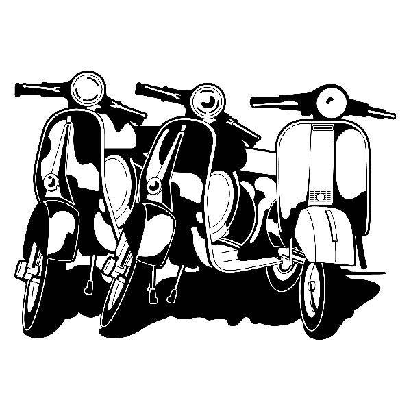 Stickers muraux: Trois Vespas