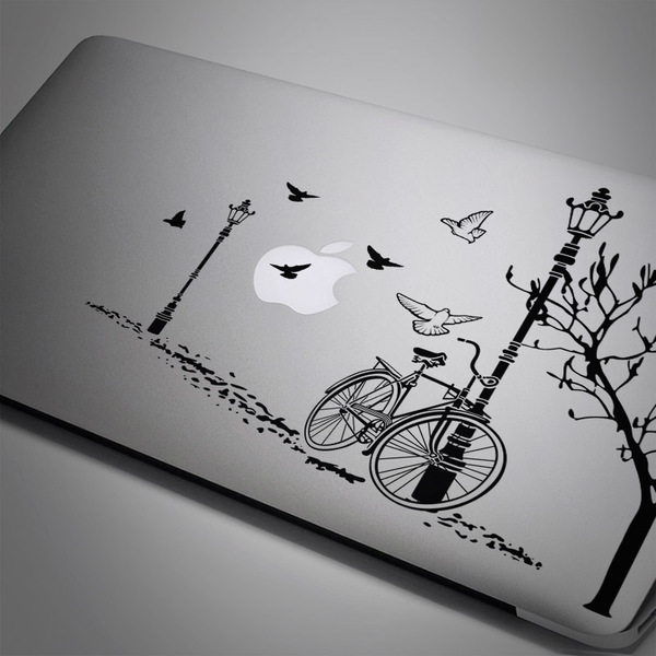 Autocollants: Bicyclette et lampadaire en automne pour Mac