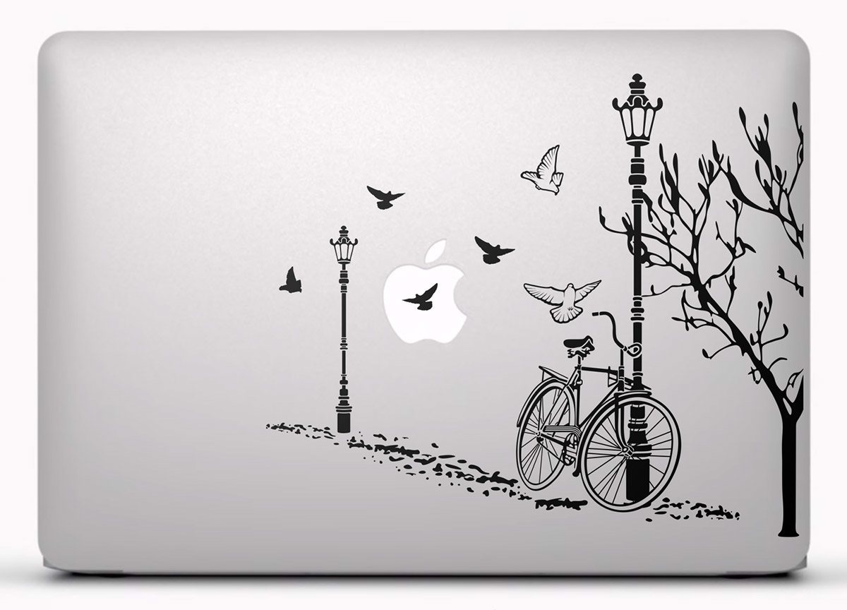 Autocollants: Bicyclette et lampadaire en automne pour Mac