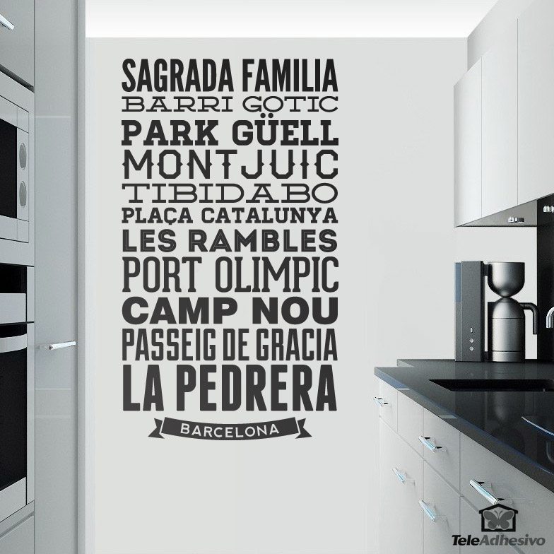 Stickers muraux: Typographique des rues de Barcelona