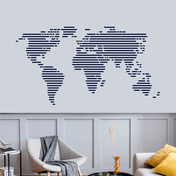 Stickers muraux: Carte monde de lignes