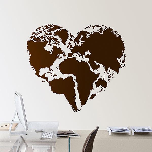 Stickers muraux: Coeur Carte Mundi