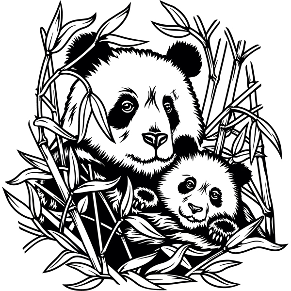 Stickers muraux: Panda Bears en famille