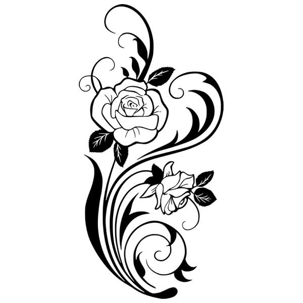 Stickers muraux: Roses et volutes florales