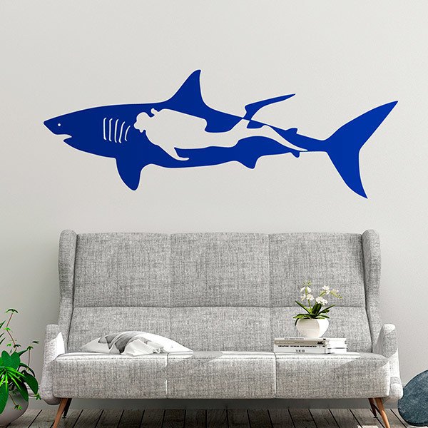 Stickers muraux: Requin et plongeur