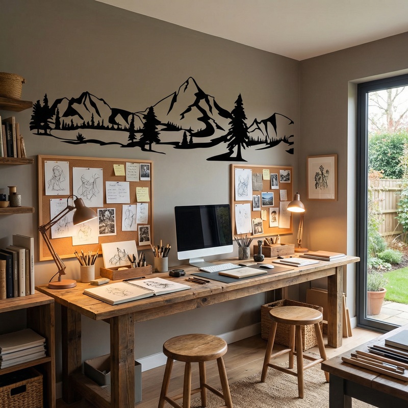 Stickers muraux: Montagnes et pins