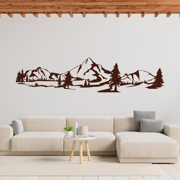 Sticker mural Montagnes et pins