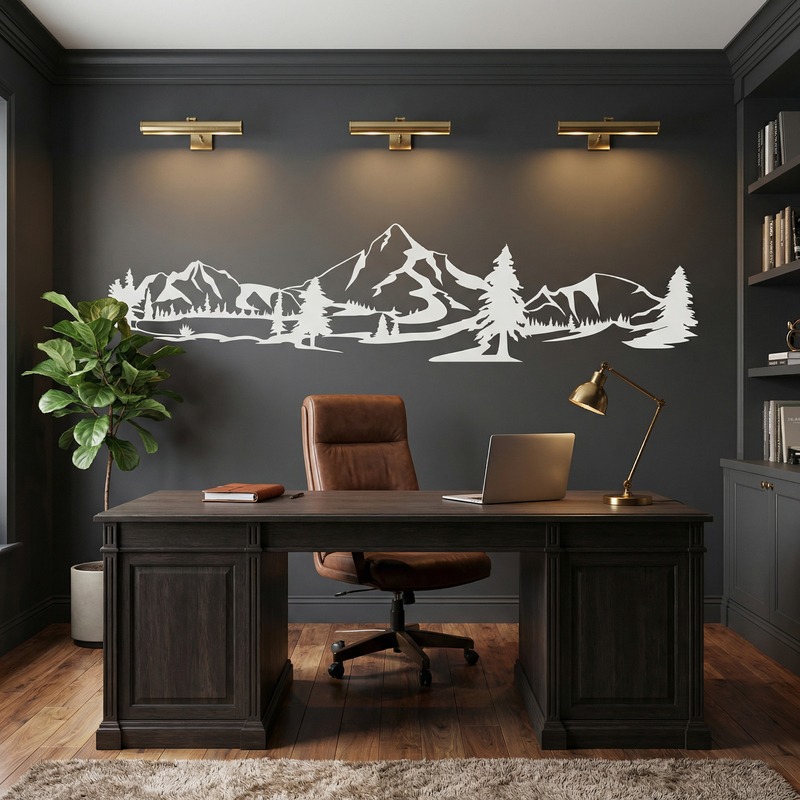 Stickers muraux: Montagnes et pins