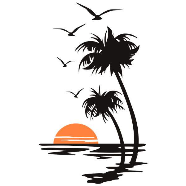 Stickers muraux: Coucher de soleil depuis le rivage