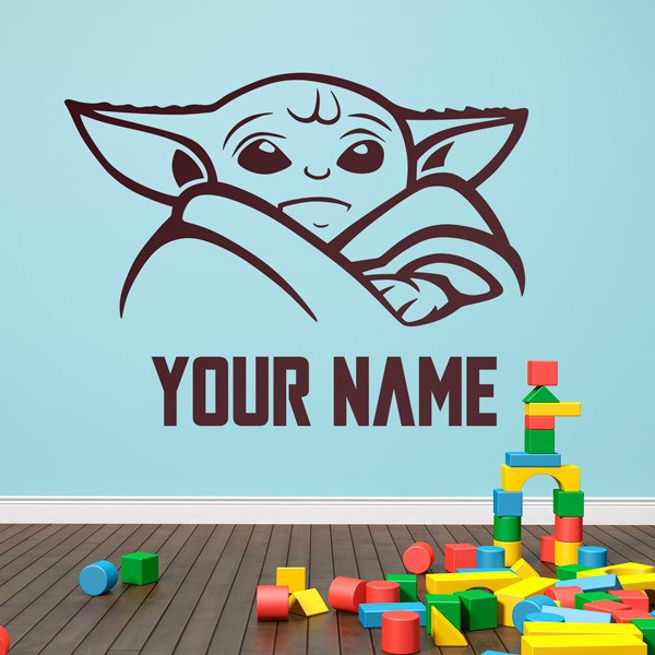 Stickers muraux: Baby Yoda concentré personnalisé