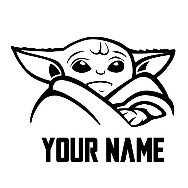 Stickers muraux: Baby Yoda concentré personnalisé