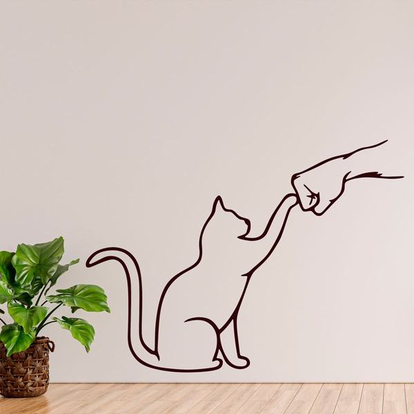Stickers muraux: Sticker mural chat et main