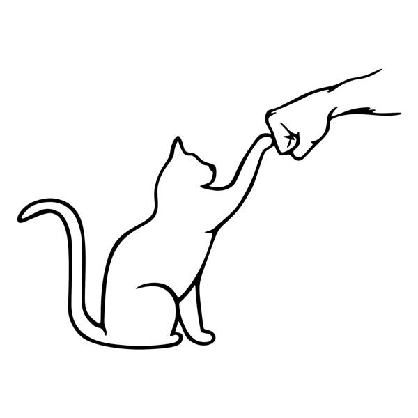 Stickers muraux: Sticker mural chat et main