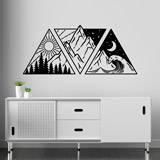 Stickers muraux: Montagne et plage avec soleil et lune 2