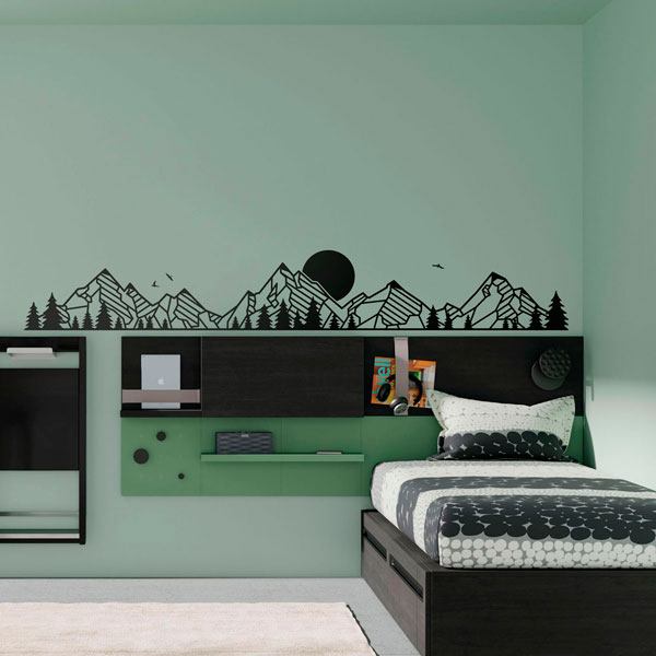 Stickers muraux: Paysage de montagnes et de pins