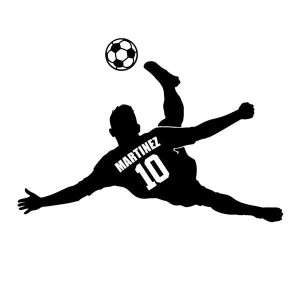 Stickers pour enfants: Silhouette d'un enfant footballeur réalisant une b