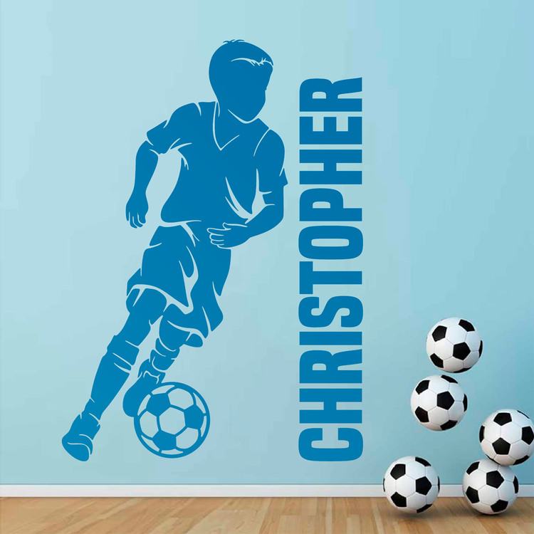 Stickers pour enfants: Silhouette d'un enfant footballeur avec nom person
