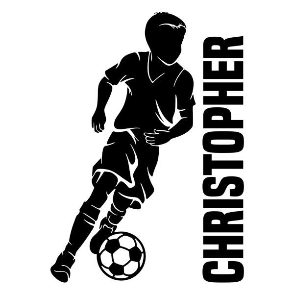 Stickers pour enfants: Silhouette d'un enfant footballeur avec nom person